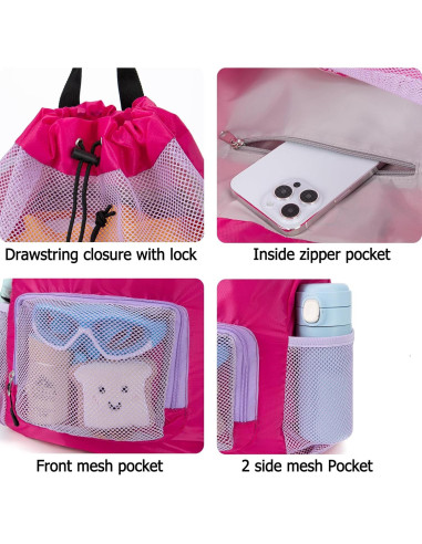 Mochila de Cuerda Morada para Niños - Bolsa de Natación y Playa