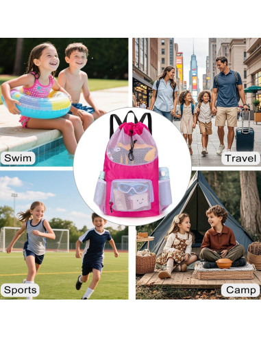 Mochila de Cuerda Morada para Niños - Bolsa de Natación y Playa