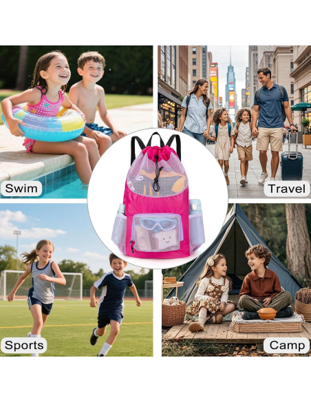 Mochila de Cuerda Morada para Niños - Bolsa de Natación y Playa