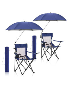 Juego de 4 Sillas de Playa Plegables Yuntau con Paraguas