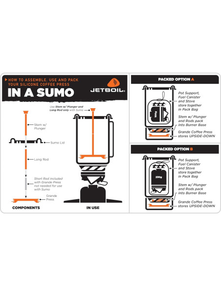 Prensa Francesa de Silicona Jetboil Grande 1000ml para Camping