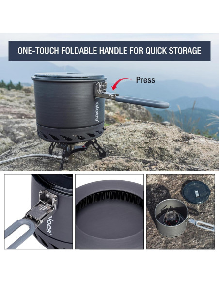 Olla de Camping Alocs 1.4L con Intercambiador de Calor