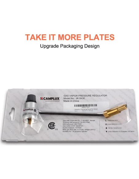 Regulador de Gas CAMPLUX JK-5430 para Estufas Coleman y Camping