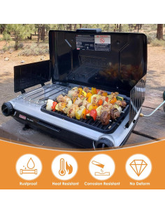 Rejilla de Parrilla de Hierro Fundido AJinTeby para Grill Coleman 2-en-1 2