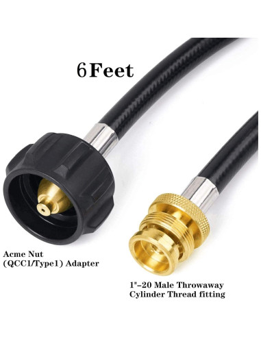 Adaptador de Manguera de Propano 1,8 m Coleman para Tanques 2,3-9,1 kg