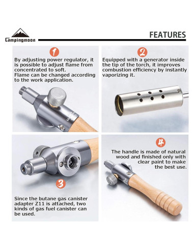 Antorcha de Camping Campingmoon MT-3955 Doble Combustible 57 cm