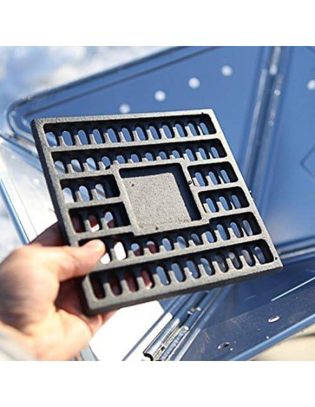 Rejilla de Carbón Campingmoon 25x25 cm Hierro Fundido