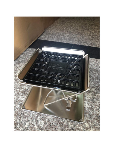 Rejilla de Carbón Campingmoon 25x25 cm Hierro Fundido