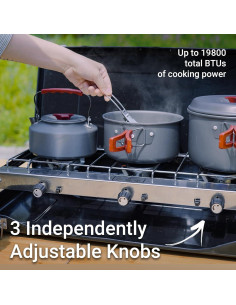 Estufa de Camping FineFlame 3 Quemadores 19800 BTU Portátil 2