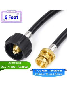 Adaptador Manguera Propano 1lb a 20lb Xzhou 6FT para Estufas 2