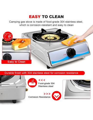 Cocina de Gas Portátil FORIMO 1 Quemador Acero Inoxidable 2.9 kW