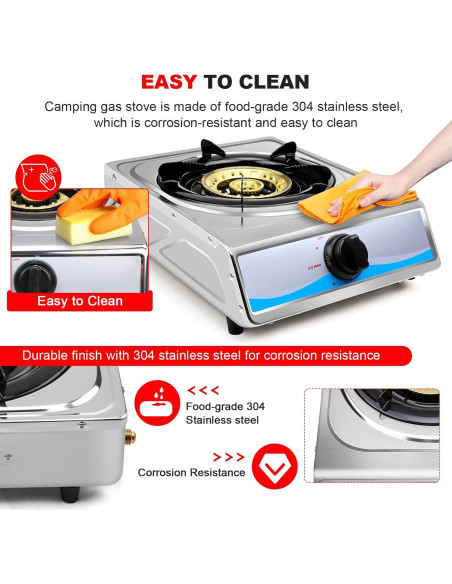 Cocina de Gas Portátil FORIMO 1 Quemador Acero Inoxidable 2.9 kW