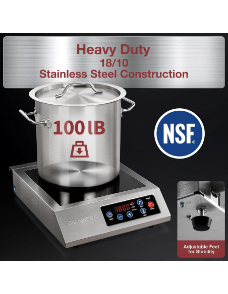 Cocina de Inducción Portátil ChangBERT 1800W Acero Inoxidable