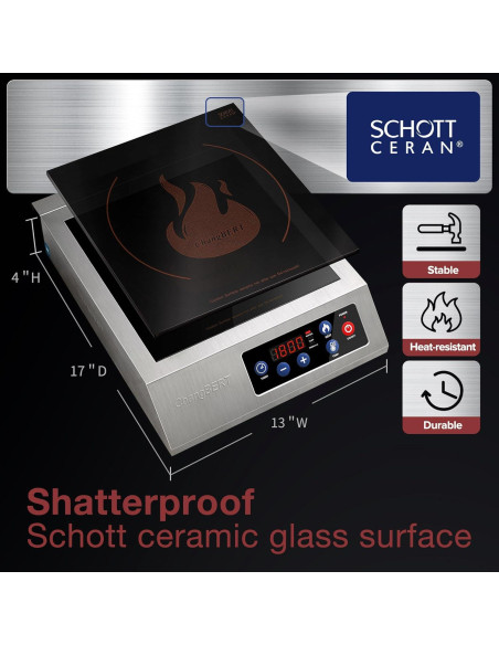 Cocina de Inducción Portátil ChangBERT 1800W Acero Inoxidable