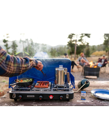 Estufa de Campamento Stansport 2 Quemadores + Parrilla 6.84kg