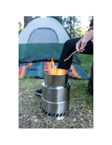 Estufa de leña Stansport de acero inoxidable extra grande