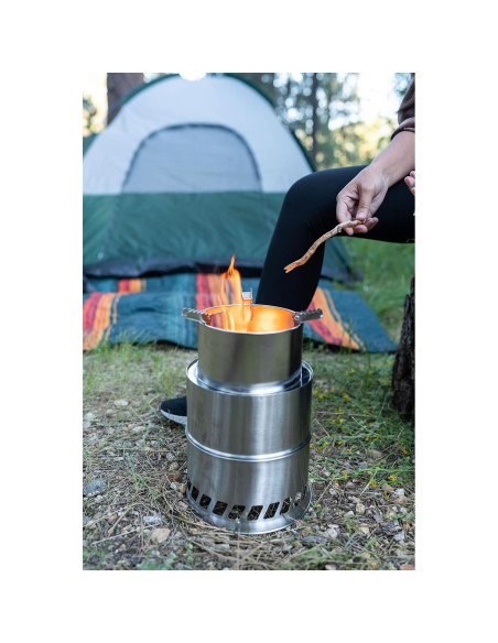 Estufa de leña Stansport de acero inoxidable extra grande