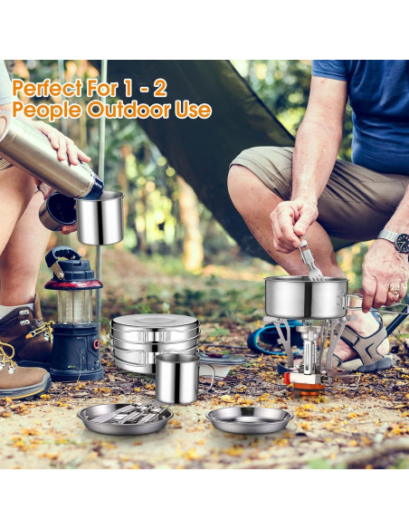 Set de Cocina para Camping Funnymoom 15 Piezas Acero Inoxidable