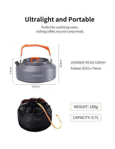 Hervidor de Camping Fire-Maple T3 | 0.8L Aluminio Ligero