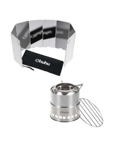 Estufa de Camping de Leña Ohuhu + 10 Placas Paravientos