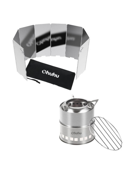 Estufa de Camping de Leña Ohuhu + 10 Placas Paravientos
