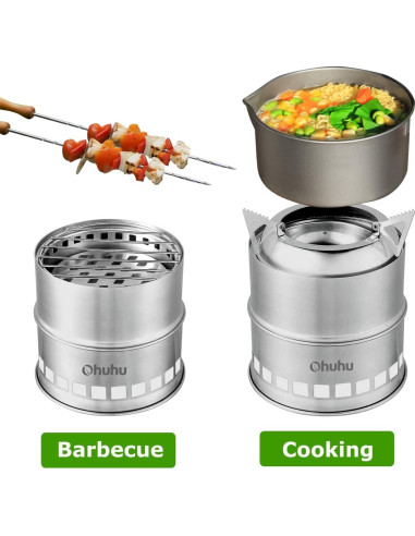 Estufa de Camping de Leña Ohuhu + 10 Placas Paravientos