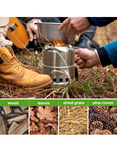 Estufa de Camping de Leña Ohuhu + 10 Placas Paravientos