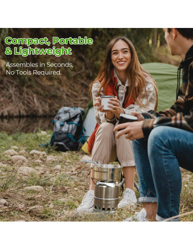 Estufa de Camping de Leña Ohuhu + 10 Placas Paravientos