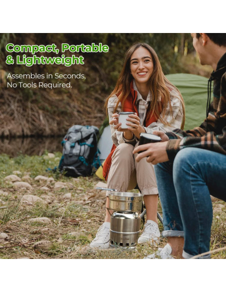 Estufa de Camping de Leña Ohuhu + 10 Placas Paravientos