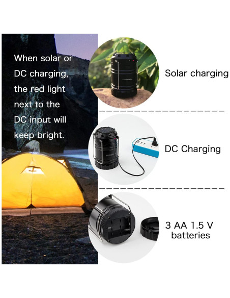 Paquete de 4 Linternas LED TANSOREN Recargables USB Solar