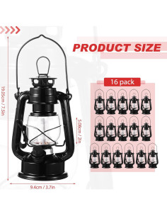Hortsun 16 Lámparas de Camping LED Vintage Negras 20.32 cm 2