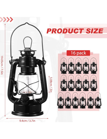 Hortsun 16 Lámparas de Camping LED Vintage Negras 20.32 cm