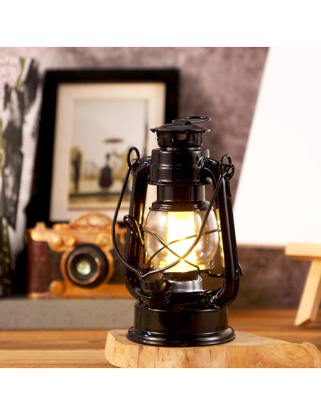 Hortsun 16 Lámparas de Camping LED Vintage Negras 20.32 cm