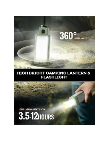 Linterna de Camping Recargable DRFX 2000LM 4 Modos Luz Plegable