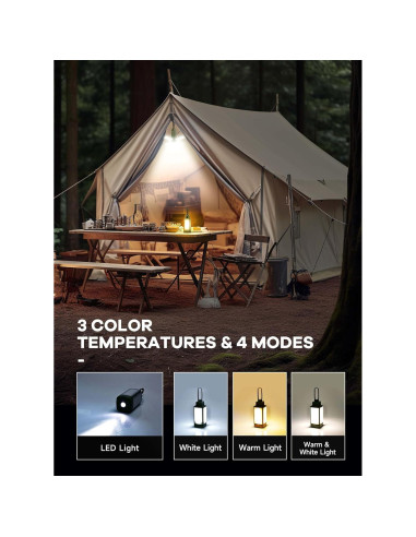 Linterna de Camping Recargable DRFX 2000LM 4 Modos Luz Plegable