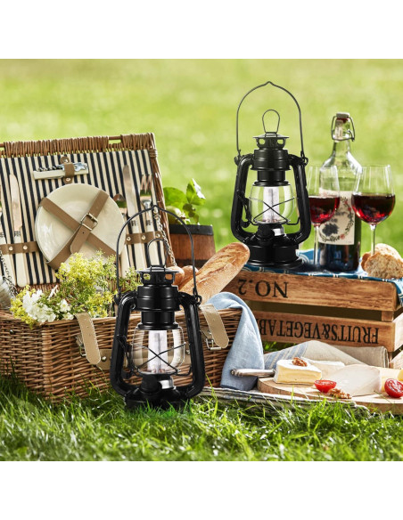 Hortsun 16 Lámparas de Camping LED Vintage Negras 20.32 cm