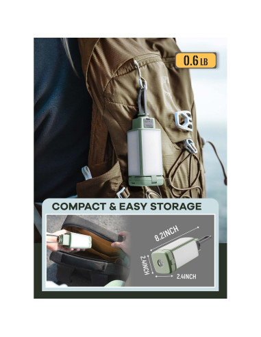 Linterna de Camping Recargable DRFX 2000LM 4 Modos Luz Plegable