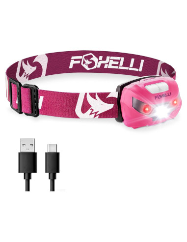 Linterna Frontal LED Foxelli MX10 Rosa Neón 160 Lúmenes