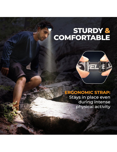 Linterna Frontal LED Foxelli MX10 Rosa Neón 160 Lúmenes