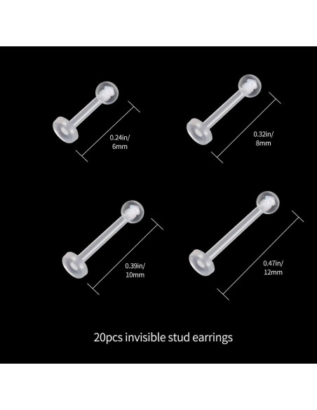Retenedores Transparentes para Piercings - 20 Piezas 12mm Retenedores Transparentes para Piercings - 20 Piezas 12mm