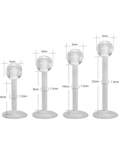 Pendientes Transparentes Bioflex 16g para Labio y Cartílago 2