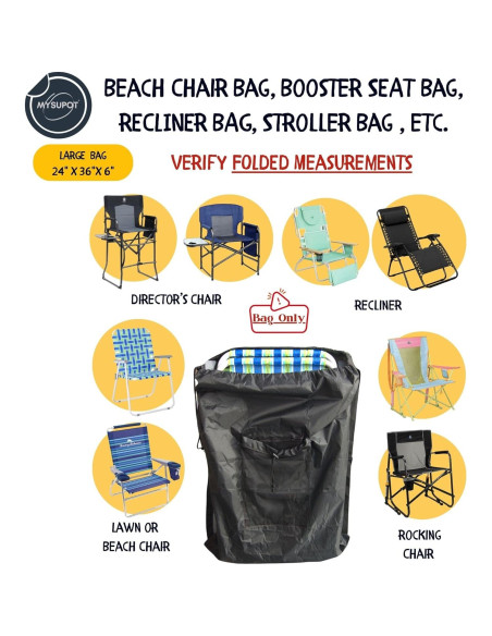 Bolsa de Mochila MYSUPOT Grande Negra para Sillas de Playa