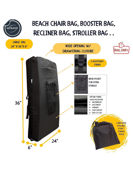 Bolsa de Mochila MYSUPOT Grande Negra para Sillas de Playa