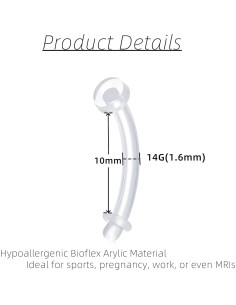 Set de 15 Aretes de Plástico Hipoalergénico FECTAS 14G 10mm 2