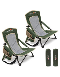 Silla de Playa Plegable Sunnyfeel 2 Pack con Porta Vasos