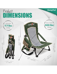 Silla de Playa Plegable Sunnyfeel 2 Pack con Porta Vasos 2