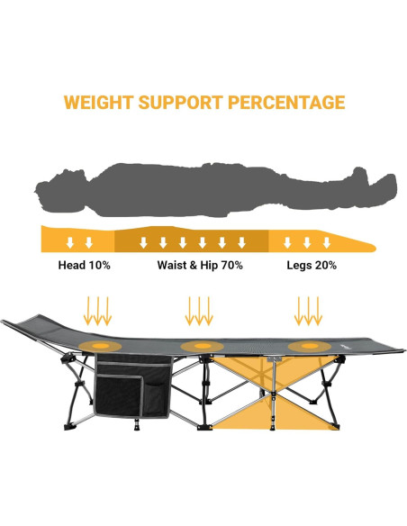 Cama Plegable KingCamp KC2026 para Camping 120 kg Gris