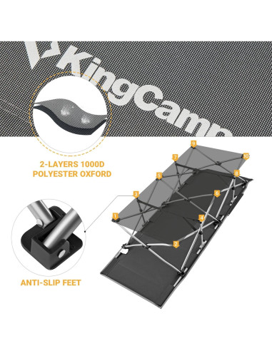 Cama Plegable KingCamp KC2026 para Camping 120 kg Gris