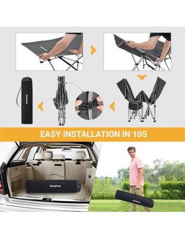 Cama Plegable KingCamp KC2026 para Camping 120 kg Gris