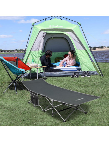 Cama Plegable KingCamp KC2026 para Camping 120 kg Gris